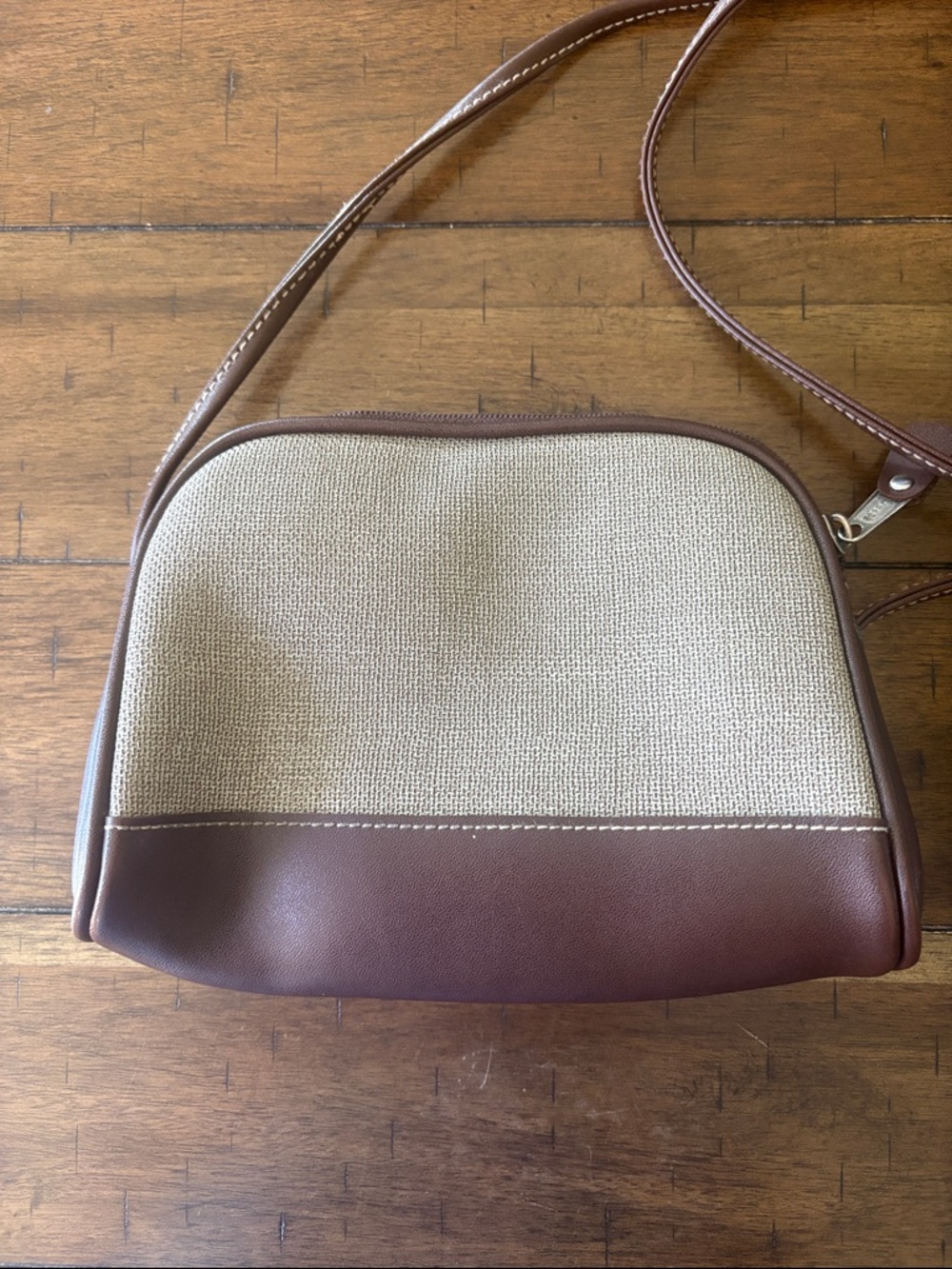 Esprit Vintage Brown and Cream Crossbody Bag GUC - Picture 2 of 3